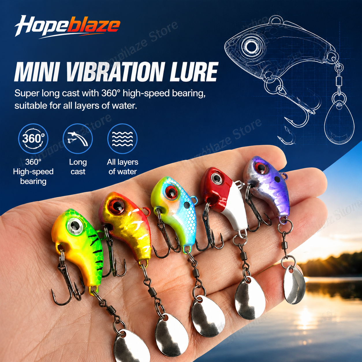 Fishing Lure Swimbait - Hopeblaze 5pcs vibrating VIB fishing lure